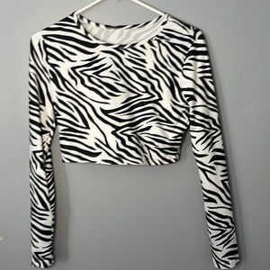 Zebra Print Cropped Long Sleeve